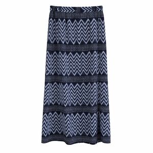Michael Kors Womens Maxi Skirt Medium Navy Blue Chevron Print Boho Slit M